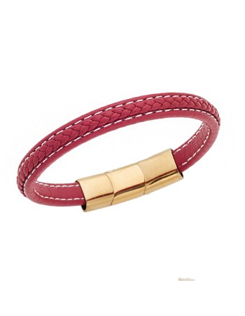 Βραχιόλι Senza Men's Steel Red Leather Strap - SSD4258GRD