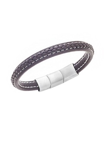 Βραχιόλι Senza Men's Steel Brown Leather Strap - SSD4258SBN