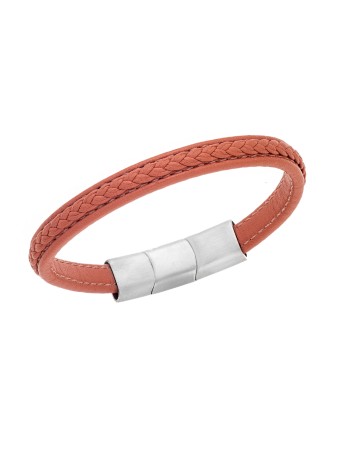 Βραχιόλι Senza Men's Steel Orange Leather Strap - SSD4258SOE