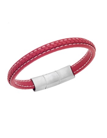 Βραχιόλι Senza Men's Steel Red Leather Strap - SSD4258SRD
