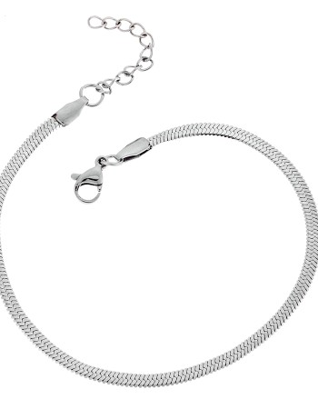 Αλυσίδα Ποδιού Φίδι SΕΝΖΑ Silver Stainless Steel 4mm-19+3cm Extension - SSD4339SR