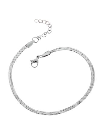Αλυσίδα Ποδιού Φίδι SΕΝΖΑ Silver Stainless Steel 4mm-19+3cm Extension - SSD4339SR