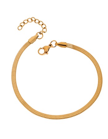 Αλυσίδα Χεριού Φίδι SΕΝΖΑ Gold Stainless Steel 4mm-17+3cm Extension - SSD4340GD