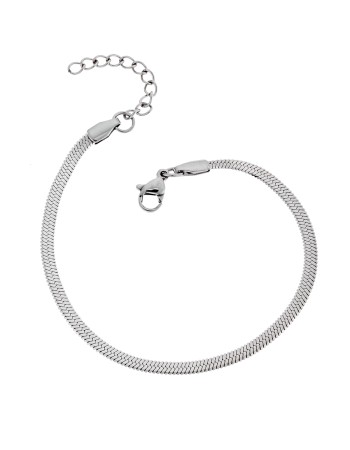 Αλυσίδα Χεριού Φίδι SΕΝΖΑ Silver Stainless Steel 4mm-17+3cm Extension - SSD4340SR