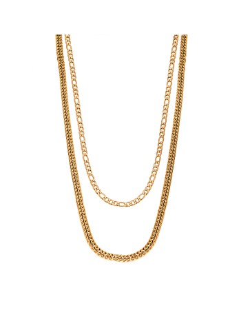 Διπλή Αλυσίδα Λαιμού SΕΝΖΑ Gold Stainless Steel - SSD4376GD