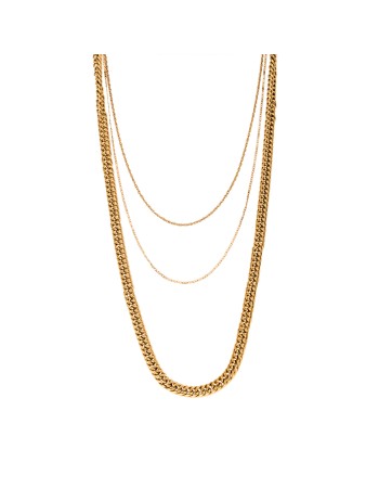Τριπλή Αλυσίδα Λαιμού SΕΝΖΑ Gold Stainless Steel - SSD4377GD