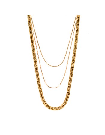 Τριπλή Αλυσίδα Λαιμού SΕΝΖΑ Gold Stainless Steel - SSD4378GD