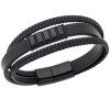 Βραχιόλι Senza Men's Steel Leather Strap - SSD4498BK