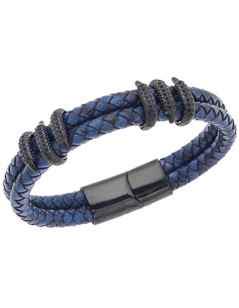 Βραχιόλι Senza Men's Steel Blue Leather Strap - SSD4499BL