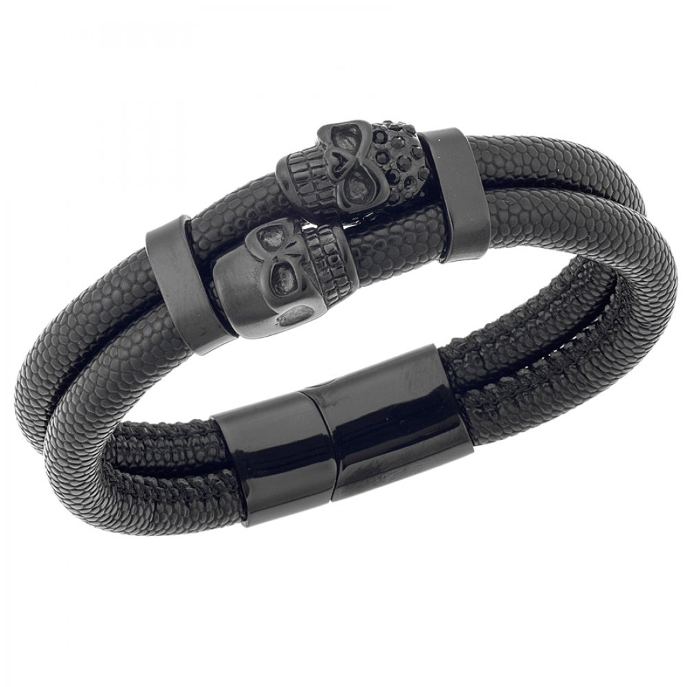 Βραχιόλι Senza Men's Steel Leather Strap - SSD4501BK