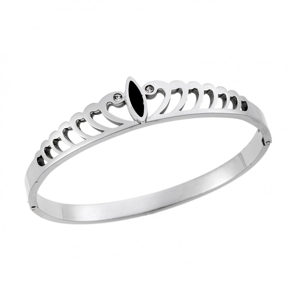 Βραχιόλι SENZA Χειροπέδα Στέμμα Silver Plated Stainless Steel - SSD4573SR