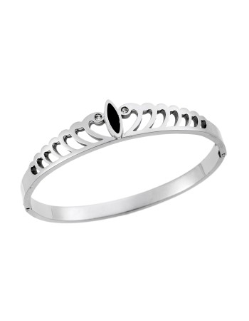 Βραχιόλι SENZA Χειροπέδα Στέμμα Silver Plated Stainless Steel - SSD4573SR