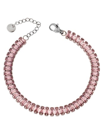 Βραχιόλι Γυναικείο SENZA με Ροζ Πέτρες από Ατσάλι - SSD4599SPK