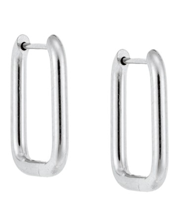 Σκουλαρίκια Γυναικεία SENZA Παραλληλόγραμμοι Κρίκοι από Ατσάλι - SSD4625SR