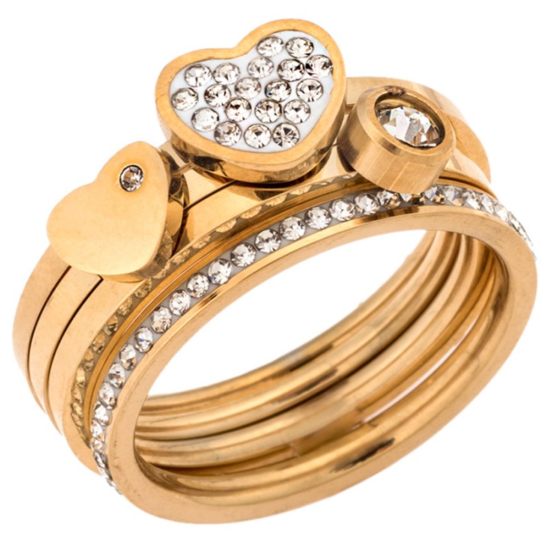 Δαχτυλίδι Γυναικείο SENZA Με Καρδιές από Επιχρυσωμένο Ατσάλι - SSD4644GD