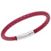 Βραχιόλι Senza Men's Steel Red Leather Strap - SSD4650SRD
