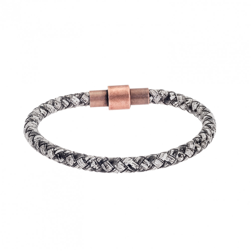 Βραχιόλι Senza Men's Steel Black&White Leather Strap - SSD4651RWH