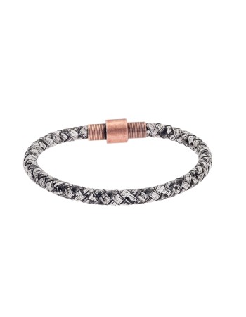 Βραχιόλι Senza Men's Steel Black&White Leather Strap - SSD4651RWH