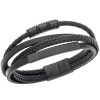 Βραχιόλι Senza Men's Steel Black Leather Strap - SSD4655BK