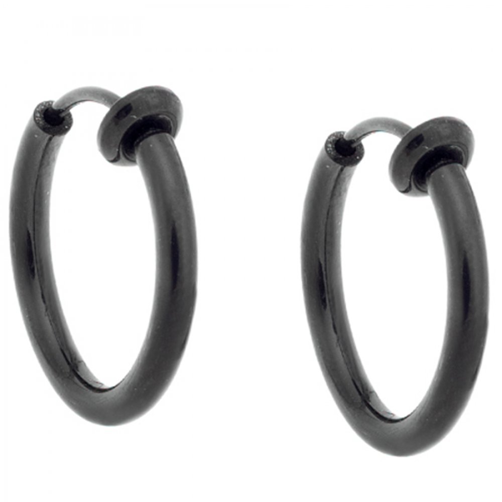 Σκουλαρίκια Γυναικεία SENZA Steel κρίκος χωρίς τρύπα - SSD4689BK