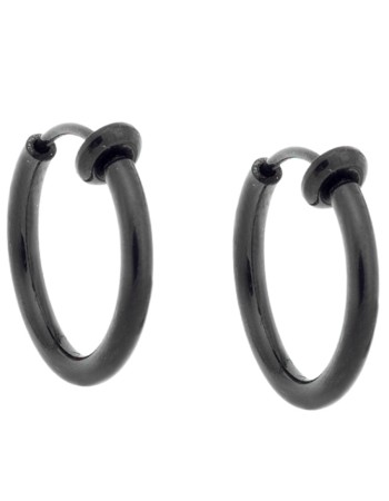 Σκουλαρίκια UNISEX SENZA Black Steel κρίκος χωρίς τρύπα - SSD4689BK