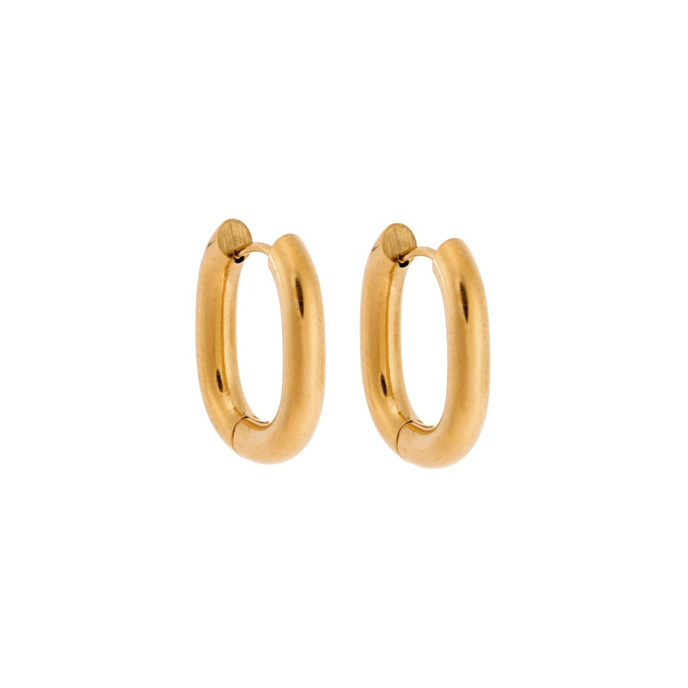 Σκουλαρίκια Κρίκοι SENZA Steel Gold Plated σε οβάλ σχήμα - SSD4710-1GD