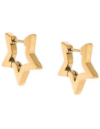 Σκουλαρίκια Κρίκοι Αστέρι SENZA Gold Plated Steel 1.9 cm - SSD4742GD