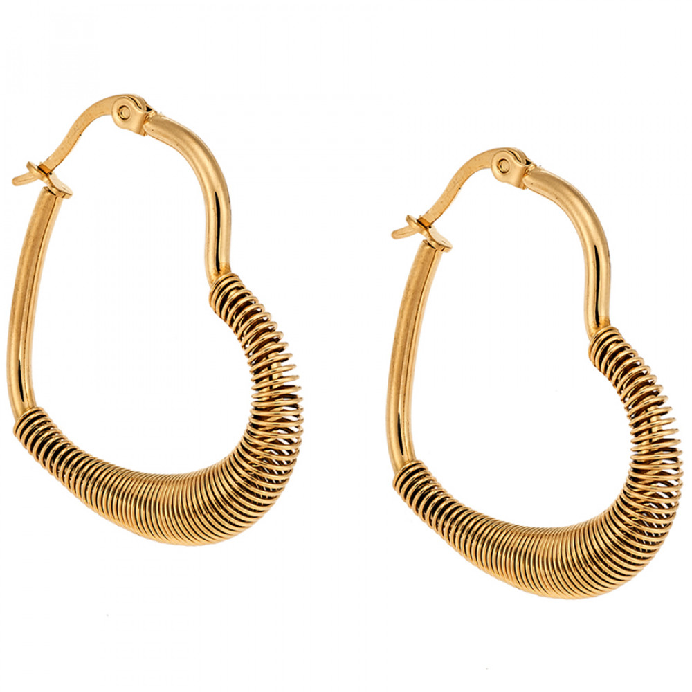 Σκουλαρίκια Κρίκοι Καρδιά SENZA Gold Plated Steel 4.5 cm