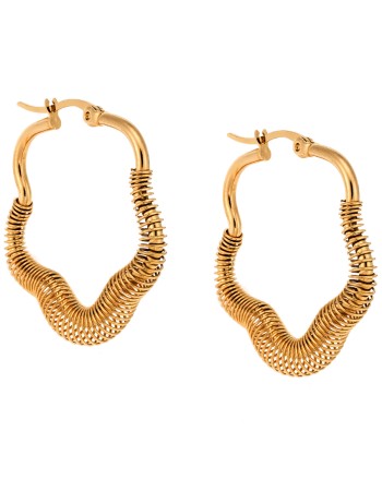 Σκουλαρίκια Κρίκοι Αστέρι SENZA Gold Plated Steel 3 cm - SSD4760GD