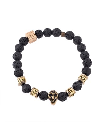 Βραχιόλι Senza Men's Lava Stones with Skull - SSD4870GBK
