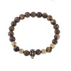 Βραχιόλι Senza Men's Brown Tiger Eye Stones with Skull - SSD4870GBN