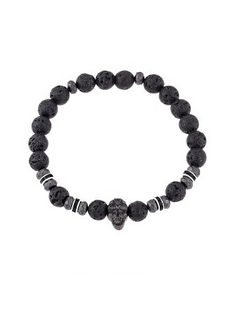 Βραχιόλι Senza Men's Lava Stones with Skull - SSD4870GY