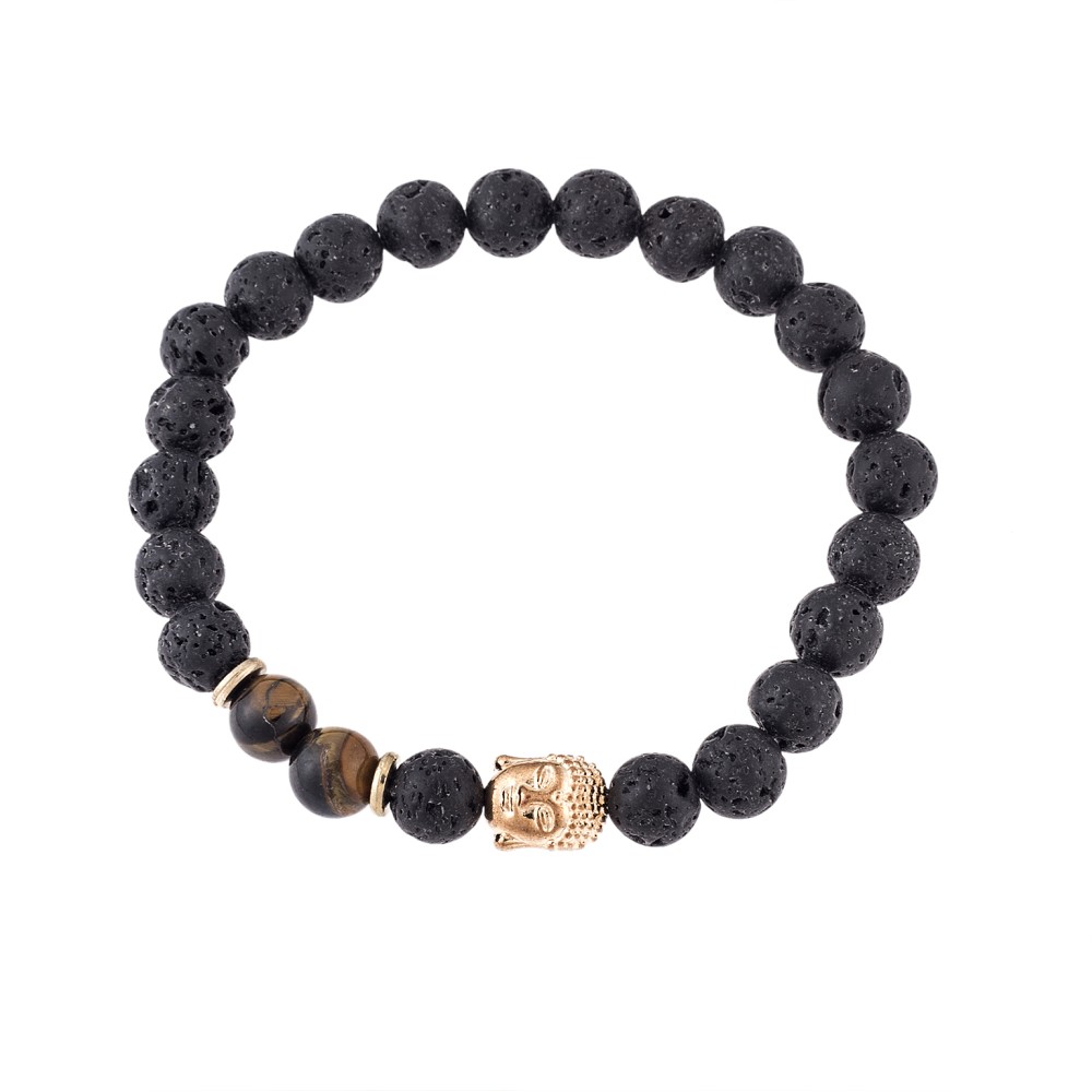 Βραχιόλι Senza Men's Black Lava & Τiger Eye - SSD4874BKBN