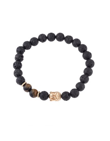 Βραχιόλι Senza Men's Black Lava & Τiger Eye - SSD4874BKBN