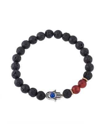 Βραχιόλι Senza Men's Black Lava & Red Carnelian Stone - SSD4875BKRD