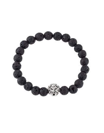 Βραχιόλι Senza Men's Black Lava with ''Lion'' - SSD4877BK