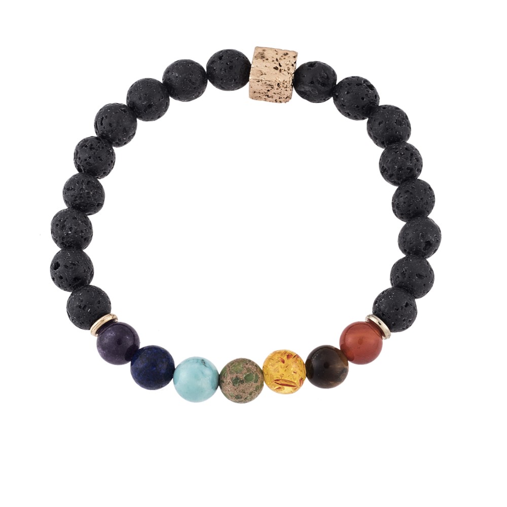 Βραχιόλι Senza Men's Multicolor With Black Lava - SSD4881BMU