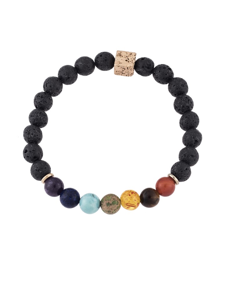 Βραχιόλι Senza Men's Multicolor With Black Lava - SSD4881BMU