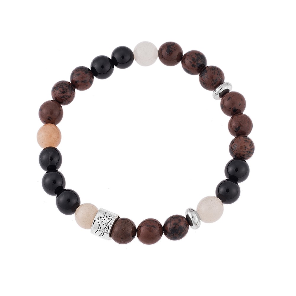 Βραχιόλι Senza Men's Multicolor Mahogany Obsidian, Onyx & Agate - SSD4884MU