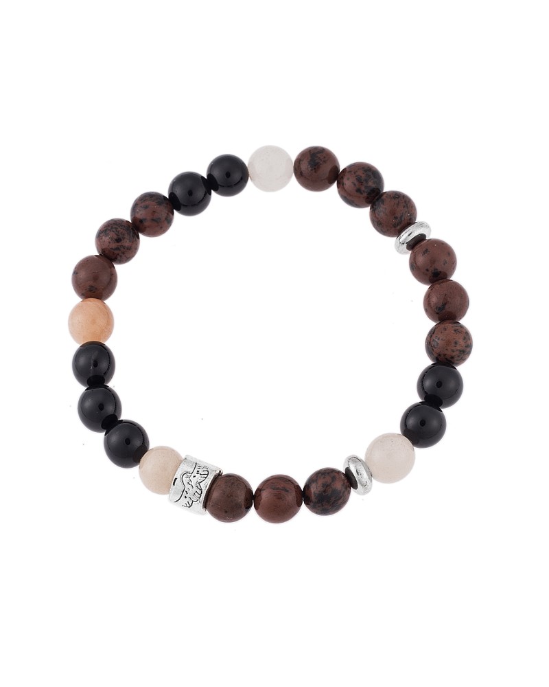 Βραχιόλι Senza Men's Multicolor Mahogany Obsidian, Onyx & Agate - SSD4884MU