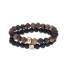 Βραχιόλια Senza Men's Lava & Picasso Jasper Double bracelet Set - SSD4907BKBN