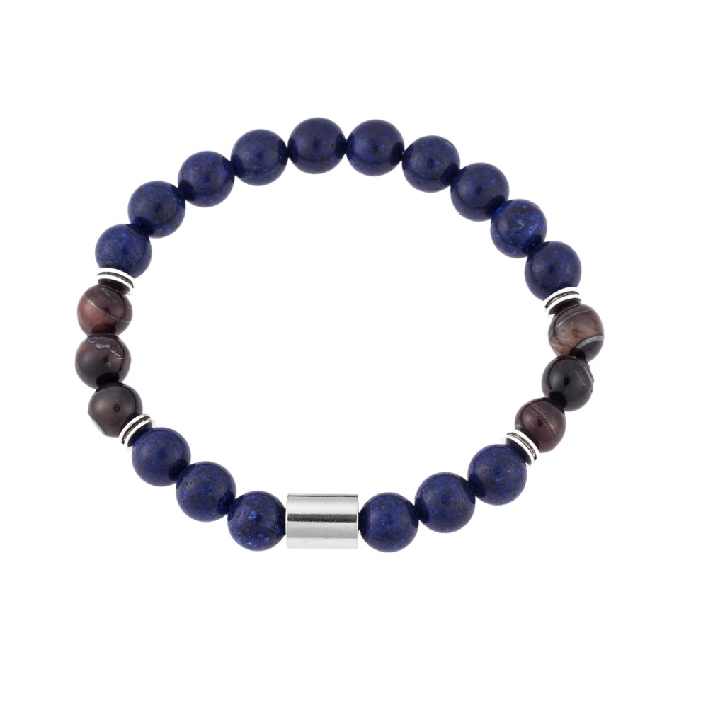 Βραχιόλι Senza Men's Lapis Lazuli & Red Tiger Eye Stones - SSD4940