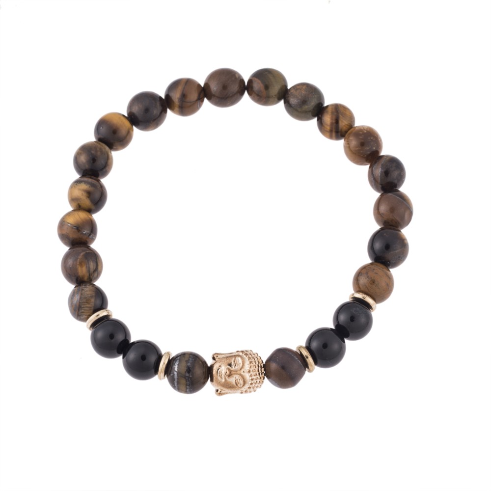 Βραχιόλι Senza Men's Onyx & Tiger Eye Stones - SSD4943BN