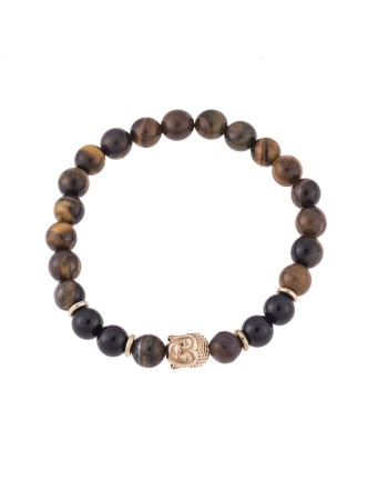 Βραχιόλι Senza Men's Onyx & Tiger Eye Stones - SSD4943BN