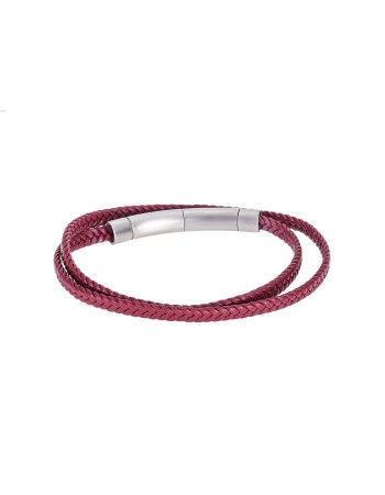 Βραχιόλι Senza Men's Steel Red Leather Strap - SSD4956SRD