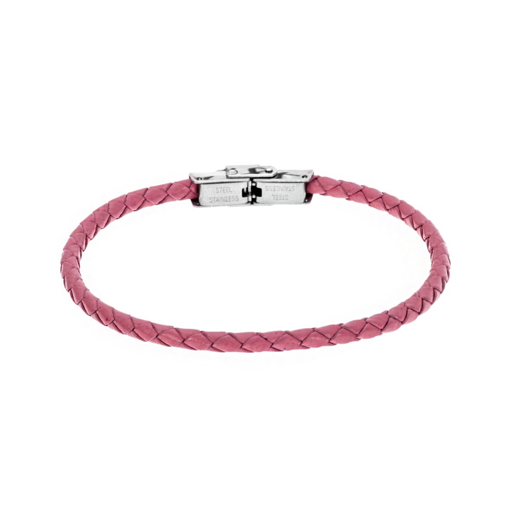 Βραχιόλι Senza Men's Steel Pink Leather Strap - SSD4987PK