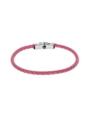 Βραχιόλι Senza Men's Steel Pink Leather Strap - SSD4987PK