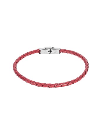 Βραχιόλι Senza Men's Steel Red Leather Strap - SSD4987RD