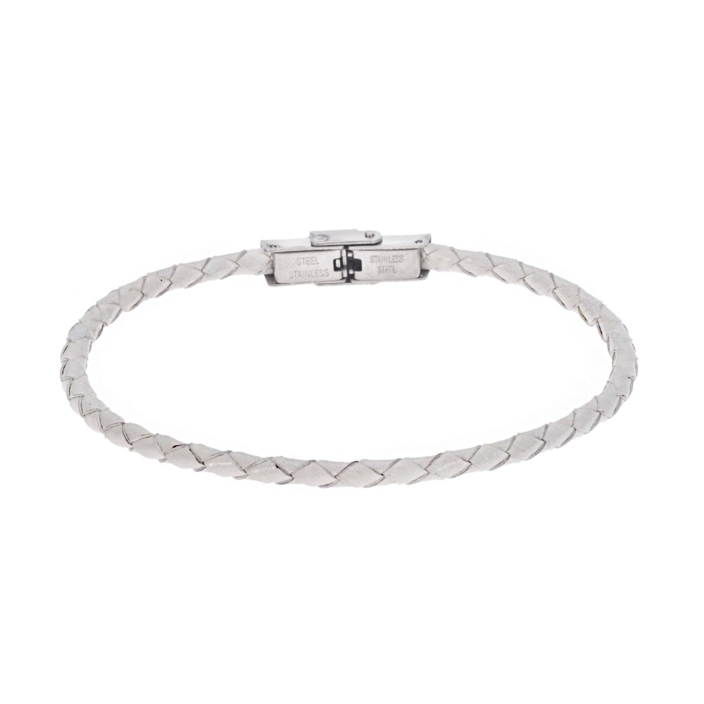 Βραχιόλι Senza Men's Steel White Leather Strap - SSD4987WH