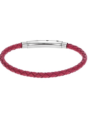Βραχιόλι Senza Men's Steel Red Leather Strap - SSD4988RD